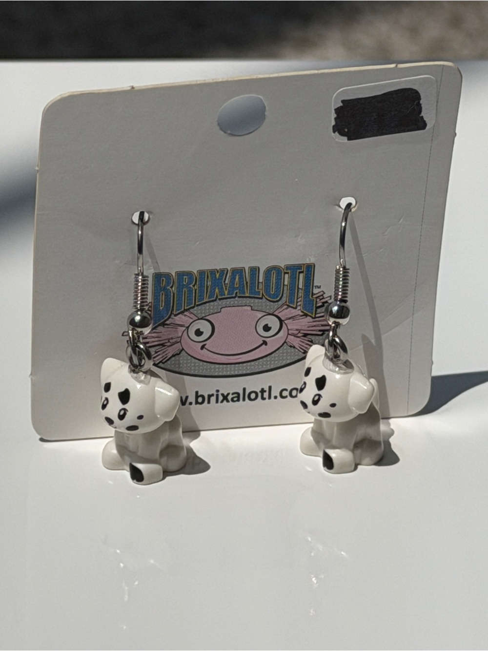 Brixalotl Dalmatian Dog Dangle Earrings | Ceramic Y2K Novelty Jewelry